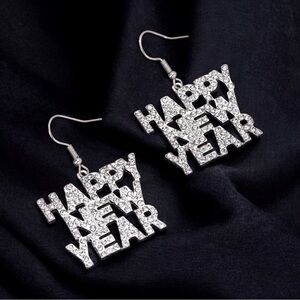 💙🆕💙Silver 'Happy New Year' Earrings